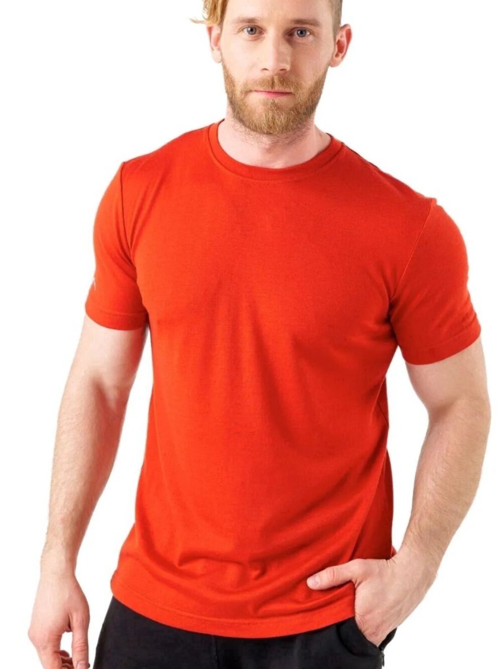 Merino.tech Men’s 100% Merino Wool T Shirt, Maroon Red